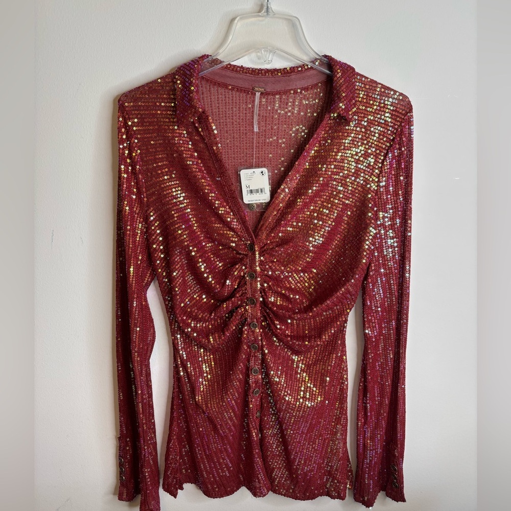 FREE PEOPLE SEQUIN BLOUSE